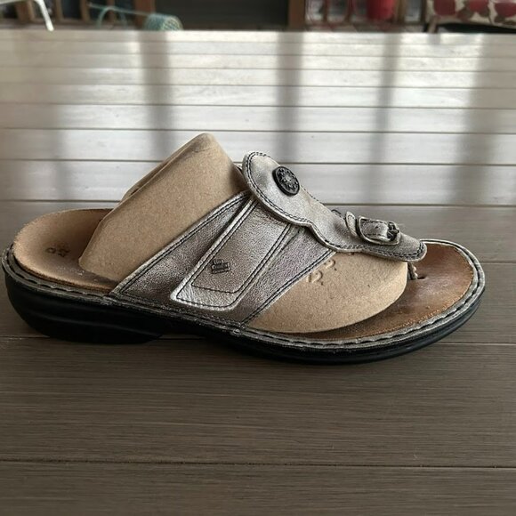 Finn Comfort Wichita Sandal Thong Flip Flop Pewter Silver Leather Size 42 Metall - Picture 3 of 15